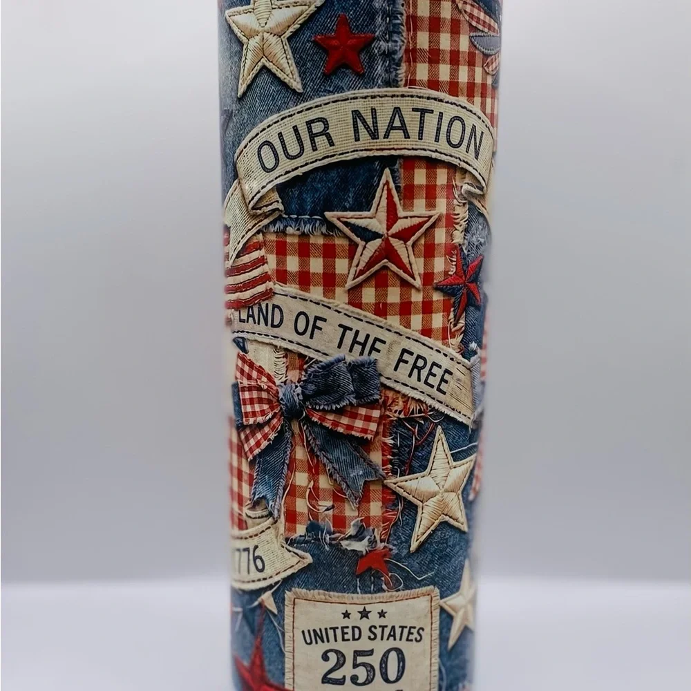 Patriotic 'Proud to Serve' Decorative Tumbler - Blue/Red